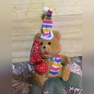 Christmas Ornament Vintage 1970s Bear With Scarf & Hat